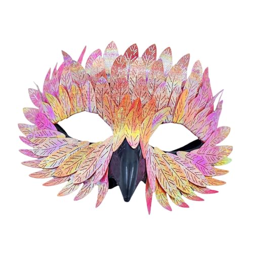 Amagogo Halloween Half Face Cover für Festival -Rollenspiele Bühnenbühnenaufführung Abschlussball, Rosa Und Gelb von Amagogo