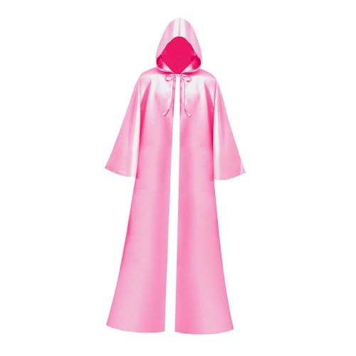 Amagogo Halloween-Umhang mit Kapuze, Cosplay-Umhang in voller Länge, Kapuze, Zauberer, Maskerade, Anzieh-Robe für Ostern, Punk-Party, Karneval, Rosa L von Amagogo