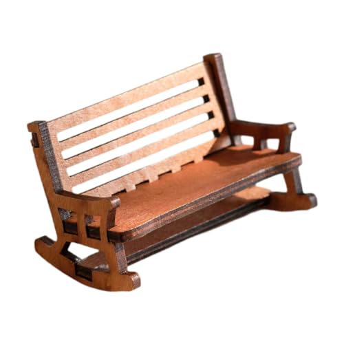Amagogo Handgefertigtes Holz -Rocking -Bank -Modell Simuliertes Stuhl Dekoration Möbel Miniatur tun Spielspielzeug für Märchengärten von Amagogo