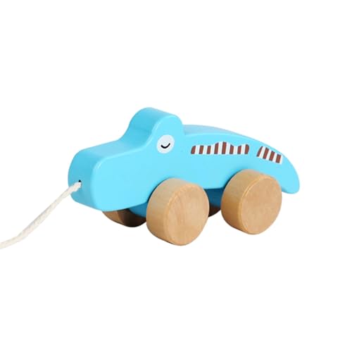 Amagogo Handgefertigtes Nachziehspielzeug aus Holz, Nachziehspielzeug mit Schnur zum Spazierengehen, Lernspielzeug, Push-Pull-Spielzeug, Geschenke für Jungen, Krokodil von Amagogo