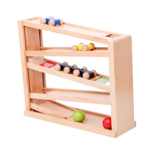 Amagogo Hölzerne Ramp Racer Race Track einfach zu verwenden Bequeme einzigartige Geburtstagsgeschenke, frühe Entwicklung und Ballverfolgung für Feiertage von Amagogo