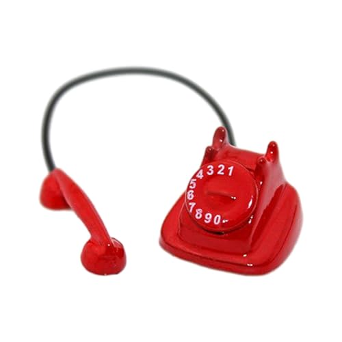 Amagogo Holz 1:12 Puppenhaus Vintage Telefon, Puppenhaus Spielzeug Kinder Rollenspiel fürs Leben Szenenlayout, Rot Amagogo Holz 1:12 Puppenhaus Vintage Telefon, Puppenhaus Spielzeug Kinder Rollenspiel fürs Leben Szenenlayout, Rot von Amagogo