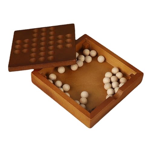 Amagogo Holz-Solitär-Brettspiel, Unabhängigkeitsschach, Wohnzimmer-Dekoration, Solo-Brettspiel, Holz-Puzzle-Brettspiel für Erwachsene und Teenager von Amagogo