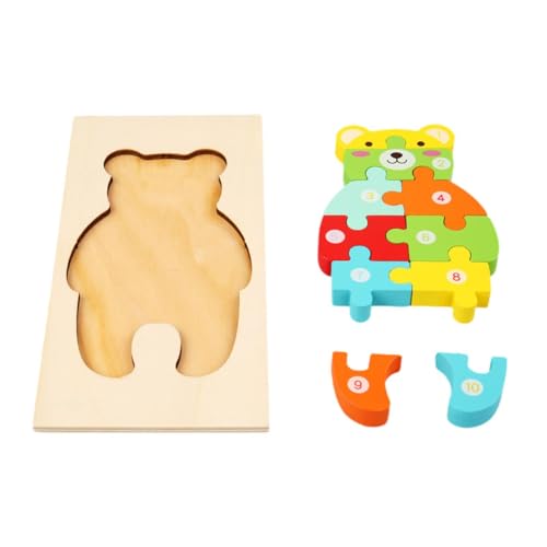 Amagogo Holzbär Rätsel Tierprozessaw Spielzeug, 3D Interaktive Vorschule Lernen Holzrätsel für Kinder 2 3 4 Jahre alte Kinder von Amagogo