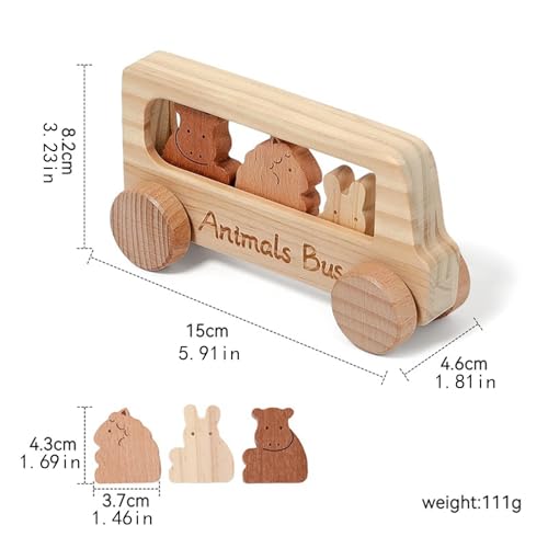 Amagogo Holzbus-Set, Holzspielzeug, interaktiver, fantasievoller Schub-LKW mit 3 Tierfiguren für ab 1 Jahr Amagogo Holzbus-Set, Holzspielzeug, interaktiver, fantasievoller Schub-LKW mit 3 Tierfiguren für ab 1 Jahr von Amagogo