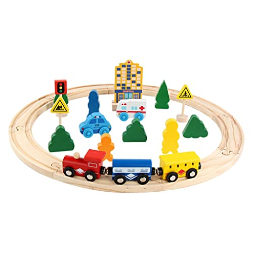 Amagogo Holzeisenbahn-Set für Kinder - Spielzeugzug mit Zubehör, Normal 26 Stück von Amagogo