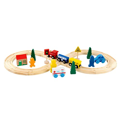 Amagogo Holzeisenbahn-Set für Kinder - Spielzeugzug mit Zubehör, Normal 33 Stück von Amagogo