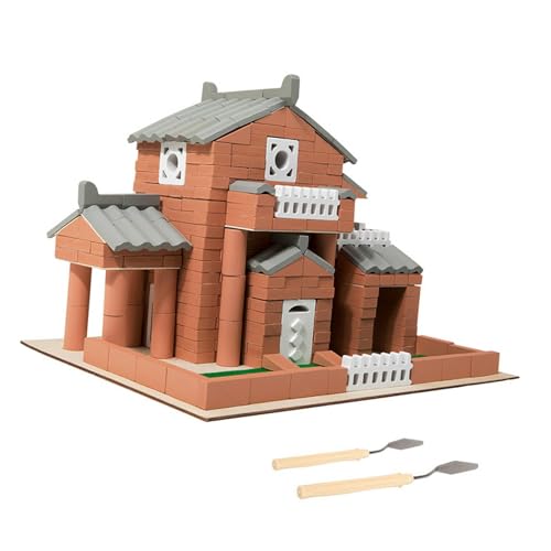 Amagogo Holzhaus DIY Bausteine Set DIY Ziegel Spielzeug mit Zement Lernspielzeug Cottage Villa (503 Teile) für Familienspielzeug von Amagogo