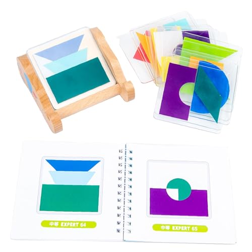 Amagogo Holzmusterblöcke, Montessori-Formmusterspielzeug, Tangram-Formen für Vorschulkinder, Denksport-Puzzle zur Fokussierung der Farberkennung von Amagogo