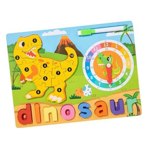 Amagogo Holzpuzzle, Alphabet-Tierpuzzle, Holztierpuzzle, Montessori-Spielzeug für Kinder, Dinosaurier von Amagogo