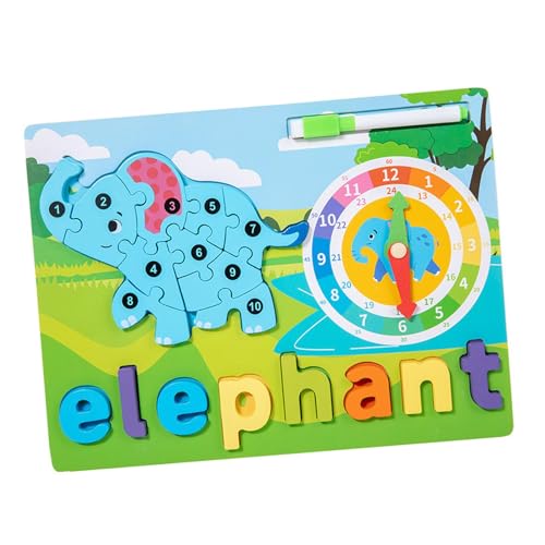 Amagogo Holzpuzzle, Alphabet-Tierpuzzle, Holztierpuzzle, Montessori-Spielzeug für Kinder, Elefant von Amagogo