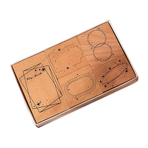 Amagogo Holzstempelstempel Tagebuchstempel handgefertigte Druckstempel mit Kastenholzmarken für Sammelalbum, Planer, Malerei, Zeichnung, Style A von Amagogo