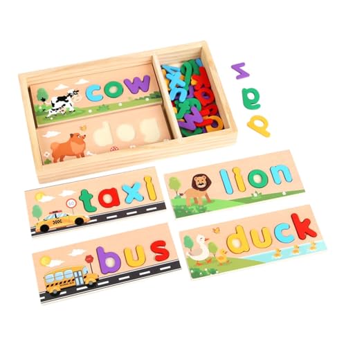 Amagogo Holzzauber -Lernspielzeug, Eltern -Kind -Phonics -Spiel, klassisches Matchbrief -Rechtschreibspiel für Vorschulaktivitäten von Amagogo