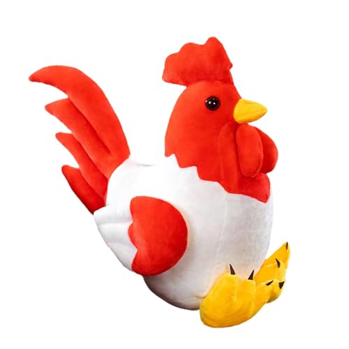 Amagogo Hühner-Plüschtier, Bequeme Plüschfigur zur Heimdekoration, lustiges Kuscheltier-Sofa-Ornament für Jungen und Mädchen, Geschenk zum Kindertag, Rot Und Weiß von Amagogo