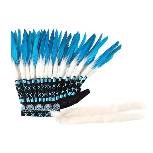 Amagogo Indianer Kopfschmuck Kopfbedeckung mit Künstlichen Federn Stirnband Handgearbeitet Kostüm Accessoire für Fotografie Maskenball Bühne Feste, Blau 55cmx45cm Amagogo Indianer Kopfschmuck Kopfbedeckung mit Künstlichen Federn Stirnband Handgearbeitet Kostüm Accessoire für Fotografie Maskenball Bühne Feste, Blau 55cmx45cm von Amagogo
