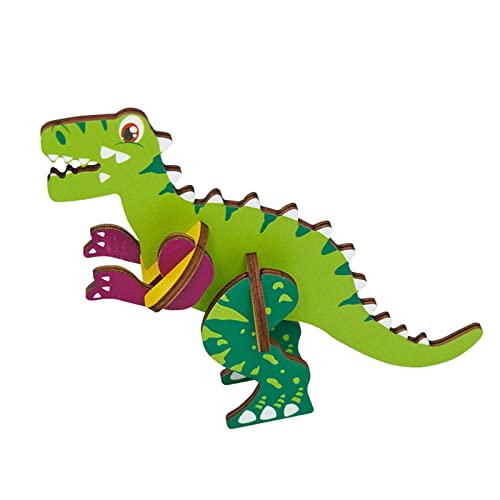 Amagogo Karikatur-Holzeinsatz-Puzzle, lustiges Spiel, Kunsthandwerk, Lernspielzeug, Kindergarten-DIY-Spielzeugmodell für Kleinkinder-Geburtstagsgeschenke, Dinosaur von Amagogo