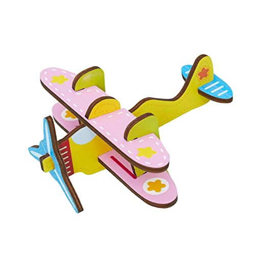 Amagogo Karikatur-Holzeinsatz-Puzzle, lustiges Spiel, Kunsthandwerk, Lernspielzeug, Kindergarten-DIY-Spielzeugmodell für Kleinkinder-Geburtstagsgeschenke, Flugzeug von Amagogo