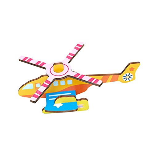 Amagogo Karikatur-Holzeinsatz-Puzzle, lustiges Spiel, Kunsthandwerk, Lernspielzeug, Kindergarten-DIY-Spielzeugmodell für Kleinkinder-Geburtstagsgeschenke, HUBSCHRAUBER von Amagogo