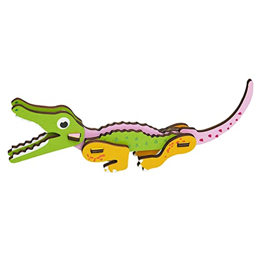 Amagogo Karikatur-Holzeinsatz-Puzzle, lustiges Spiel, Kunsthandwerk, Lernspielzeug, Kindergarten-DIY-Spielzeugmodell für Kleinkinder-Geburtstagsgeschenke, Krokodil von Amagogo