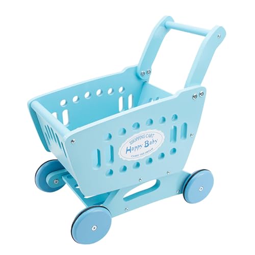 Amagogo Kinder-Einkaufswagen, Trolley, vorgetäuscht, Einkaufswagen, Glatte Räder, Simulation Mini-Mart-Einkaufswagen für Mädchen und Jungen, Baby, Blau von Amagogo