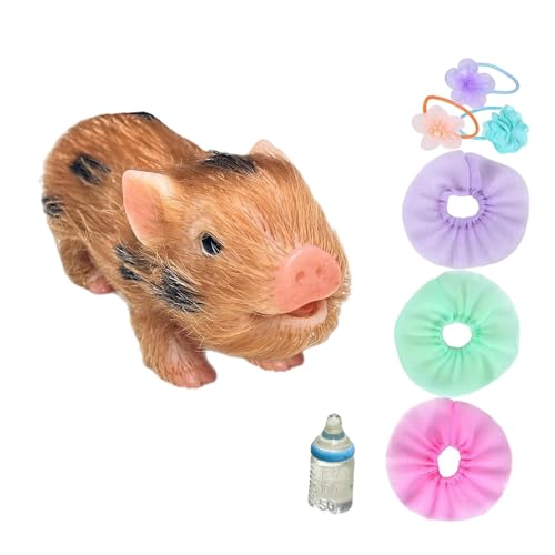 Amagogo Kleines wiedergeborenes Schweinespielzeug, süßes Tierpuppenspielzeug, sensorisches Spielzeug, Mini-Silikonferkel für Party, Rollenspiele, Stil E von Amagogo