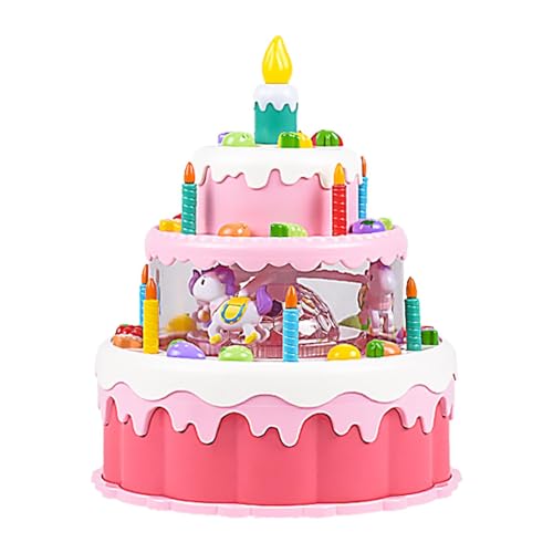 Amagogo Kuchenspielzeug für den ersten Geburtstag, Make A Wish, leuchtende Kerzen, Universalrad, rotierende Blaskerzen, singende Spielzeuge, Musik, Rot von Amagogo