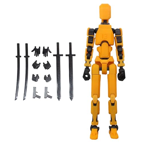 Amagogo Männliche Actionfigur, Gelenke, Körper mit Zubehör, bewegliche Actionfigur, 3D-gedruckte Actionfigur für Rollenspiele, Schaufensterpuppen, DIY, Orange von Amagogo