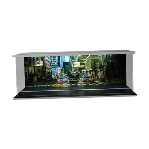 Amagogo Maßstab 1:64 Parkplatz LED-Vitrine Sammlerstücke Aufbewahrungsbox Simulation Straßenszene für Modellautos Diorama-Sammlung, kreuzen von Amagogo