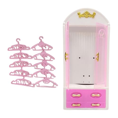 Amagogo Mini -Garderobenmodellpuppenkleidung Halter Spielzeug vielseitig kleine winzige Kleiderschrank Miniaturhausmöbel für Mikroszene Display, Weiß mit Kleiderbügeln von Amagogo