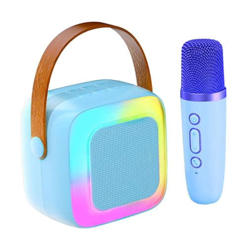 Amagogo Mini-Karaoke-Maschine, tragbarer Lautsprecher, Partygeschenke für Kinder und Erwachsene, Musik-Player, Spielzeug mit Mikrofon für die Familie im, Blau von Amagogo