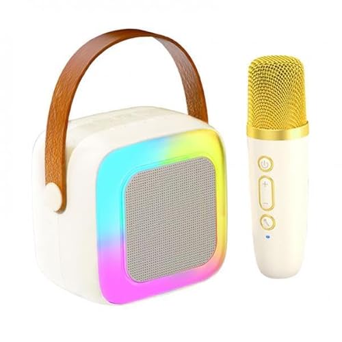 Amagogo Mini-Karaoke-Maschine, tragbarer Lautsprecher, Partygeschenke für Kinder und Erwachsene, Musik-Player, Spielzeug mit Mikrofon für die Familie im, Weiss von Amagogo