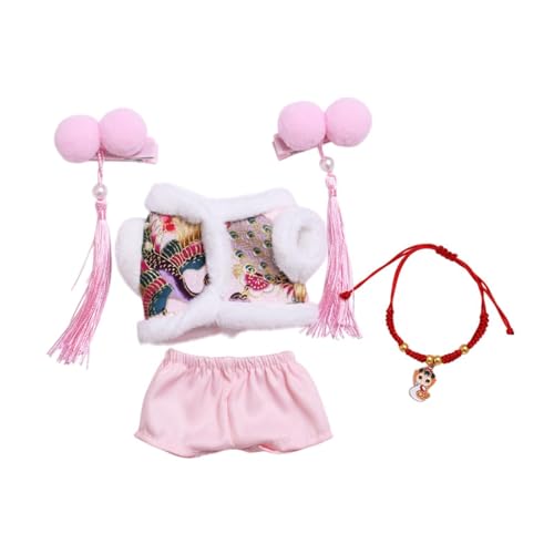 Amagogo Mini Puppenkleidung, Tang Anzug, Kinder Geschenk, Modisches Miniatur Kostüm, Stilvolle Niedliche Kleidung, Anzug, Outfit für 17 cm Große Puppen, Rosa mit Kopfschmuck Amagogo Mini Puppenkleidung, Tang Anzug, Kinder Geschenk, Modisches Miniatur Kostüm, Stilvolle Niedliche Kleidung, Anzug, Outfit für 17 cm Große Puppen, Rosa mit Kopfschmuck von Amagogo