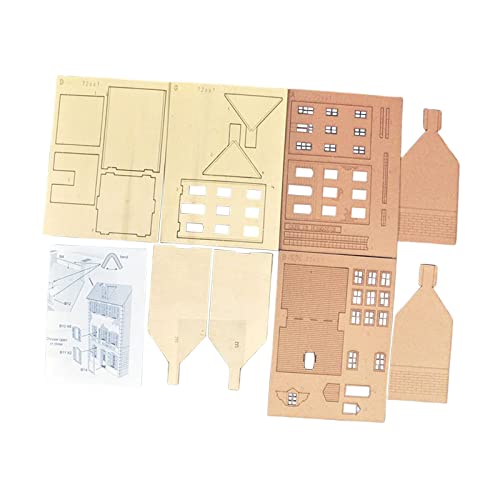 Amagogo Miniatur-Modellhaus-Bausatz, 1/72-Gebäudemodellbausätze, Layout, unbemaltes Diorama, europäischer Stil, pädagogisch, Holzpuzzle für HO-Modell von Amagogo