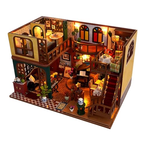 Amagogo Miniatur-Puppenhaus-Bausätze, kleines Haus-Spielzeug mit staubdichter Abdeckung, Puppenhaus-Modell für Kinder ab 7 Jahren von Amagogo