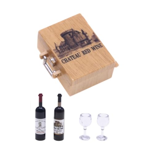 Amagogo Miniaturweinflaschen Puppenhaus Dekorationen Mini Spielzeuggiblets tun Spiel Simulation Getränk Tassen Rotwein dekorative Gegenstände, Chateau von Amagogo
