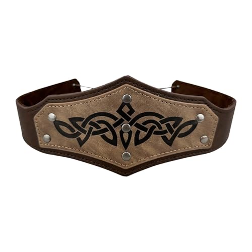 Amagogo Mittelalterlich geprägter PU - Kopfstück Verstellbares Stirnband für Themenpartygeschenk, Braun von Amagogo