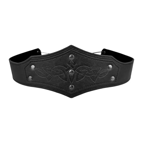 Amagogo Mittelalterlich geprägter PU - Kopfstück Verstellbares Stirnband für Themenpartygeschenk, Schwarz von Amagogo