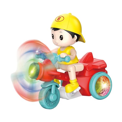 Amagogo Neuheit Jungen Elektrisches Dreirad Kinder Jungen Elektronisches Spielzeug Lustiges 360 Grad Drehbares Cartoon Motorrad für Kinder Im Vorschulalter, Rot von Amagogo