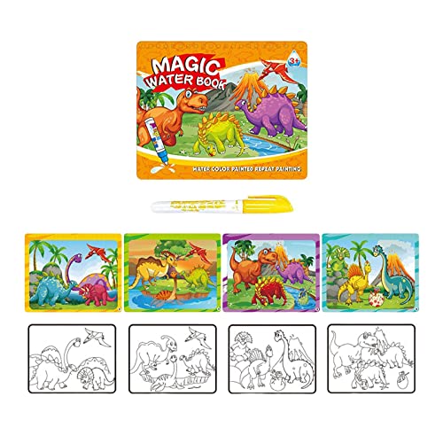 Amagogo Niedliches Wassermalbuch, Lehrmittel, interaktives Spielzeug, Kreativität, buntes Zeichentablett für Partys, Aktivitäten, Dinosaur von Amagogo