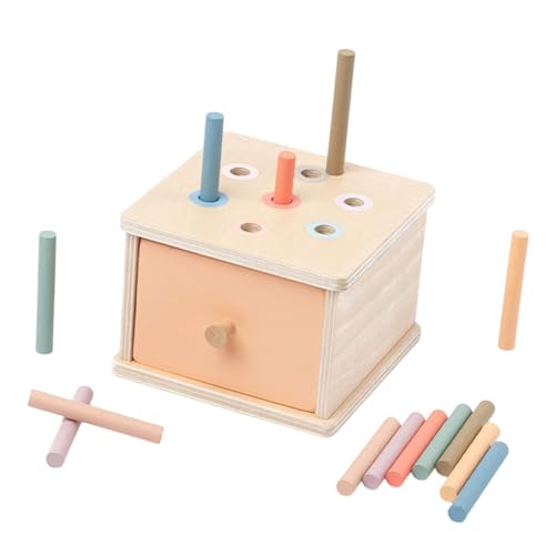 Amagogo Objekt Beständigkeit Box, Drop Box Feinmotorische Fähigkeiten Entwicklung Farbform Sorter Holz für Jungen Mädchen Kinder Kinder, Stickbox von Amagogo