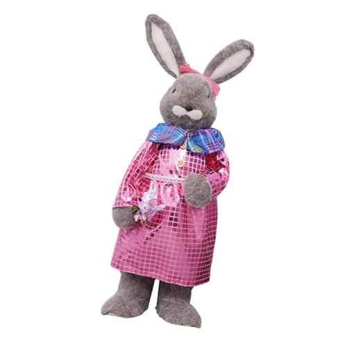 Amagogo Osterhasenpuppe Tier Figur Szene Layout Party bevorzugt Desktop Ornament Home Dekoration für Büro -Terrassenregal Schlafzimmer, Rosa Kleidung Tragen von Amagogo