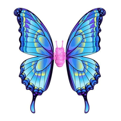 Amagogo Ostern Elektrischer Beweglicher Schmetterlingsflügel mit Musik mit Licht DIY Engelsflügel Cosplay für Halloween Inside Kids, Blau von Amagogo