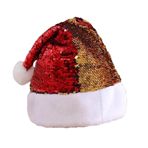 Amagogo Pailletten Weihnachtsmütze Xmas Hut Weihnachtsmütze Dekorative Foto Requisiten Cosplay Weihnachtsmann Hut für Party Urlaub Winter Neujahr, Rot und Gold von Amagogo