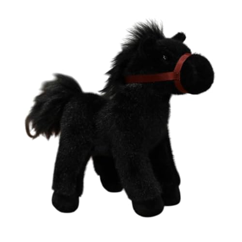 Amagogo Plüsch Pferdespielzeug Figur Pferdskulptur Home Dekoration Stoffted tierpuppe für Party bevorzugt Mädchen Wohnzimmer, Schwarz von Amagogo