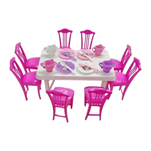 Amagogo Puppenhaus-Dekor-Zubehör, Miniatur-Set, rosa, Sammlerstücke, Küchenmöbel, kleine zimmerstühle für 16 cm große Puppen von Amagogo