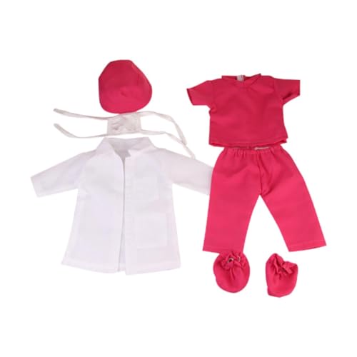 Amagogo Puppenkleidung Doll Kleidung 18 "Spielset Kleidung Entzückende Puppenarzt -Outfit -Puppen -Peeling für American Dolls Girls 18in Dolls, Rotrosa von Amagogo
