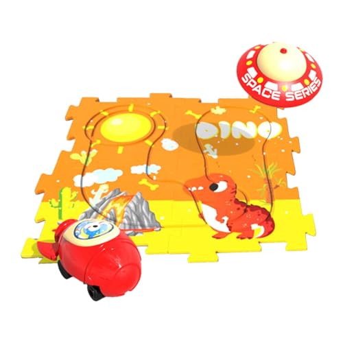 Amagogo Puzzle-Spuren-Puzzle-Set, Valentinstagsgeschenke, Stadtstraßen-Puzzle für Kinder mit Fahrzeug für Mädchen und Jungen, Dinosaurier-Thema 4tlg von Amagogo