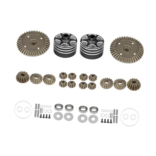 Amagogo RC-Auto-Differentialgetriebesatz, Antriebsrad-Ersatzteile, Ersatz-Metallritzel-Differentialgehäuse für 1:10-Modelle, LKWs, mit Schwarzer Schale von Amagogo