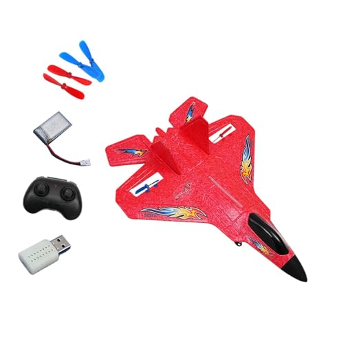 Amagogo RC-Flugzeug, ferngesteuertes Flugzeug mit Licht, mit Gyro-Stabilisator, wiederaufladbares Segelflugzeugspielzeug aus Schaumstoff für Kinder, Anfänger, Rot von Amagogo