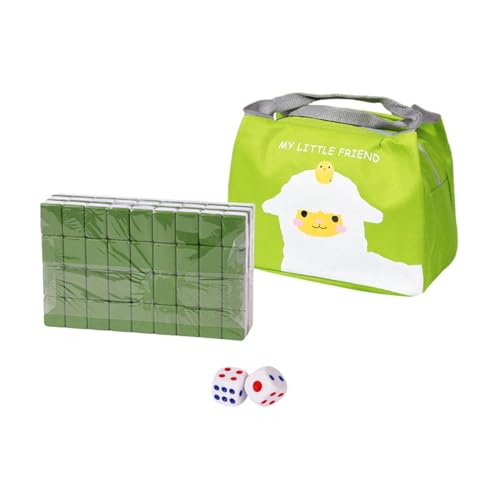 Amagogo Reise-Mahjong-Set, chinesisches Mahjong-Spielzeug-Set mit Tragetasche, 144 Blatt, tragbar, Klassische Fliesenspiele, Gehirnaktivitäten-Spiel, Grün von Amagogo